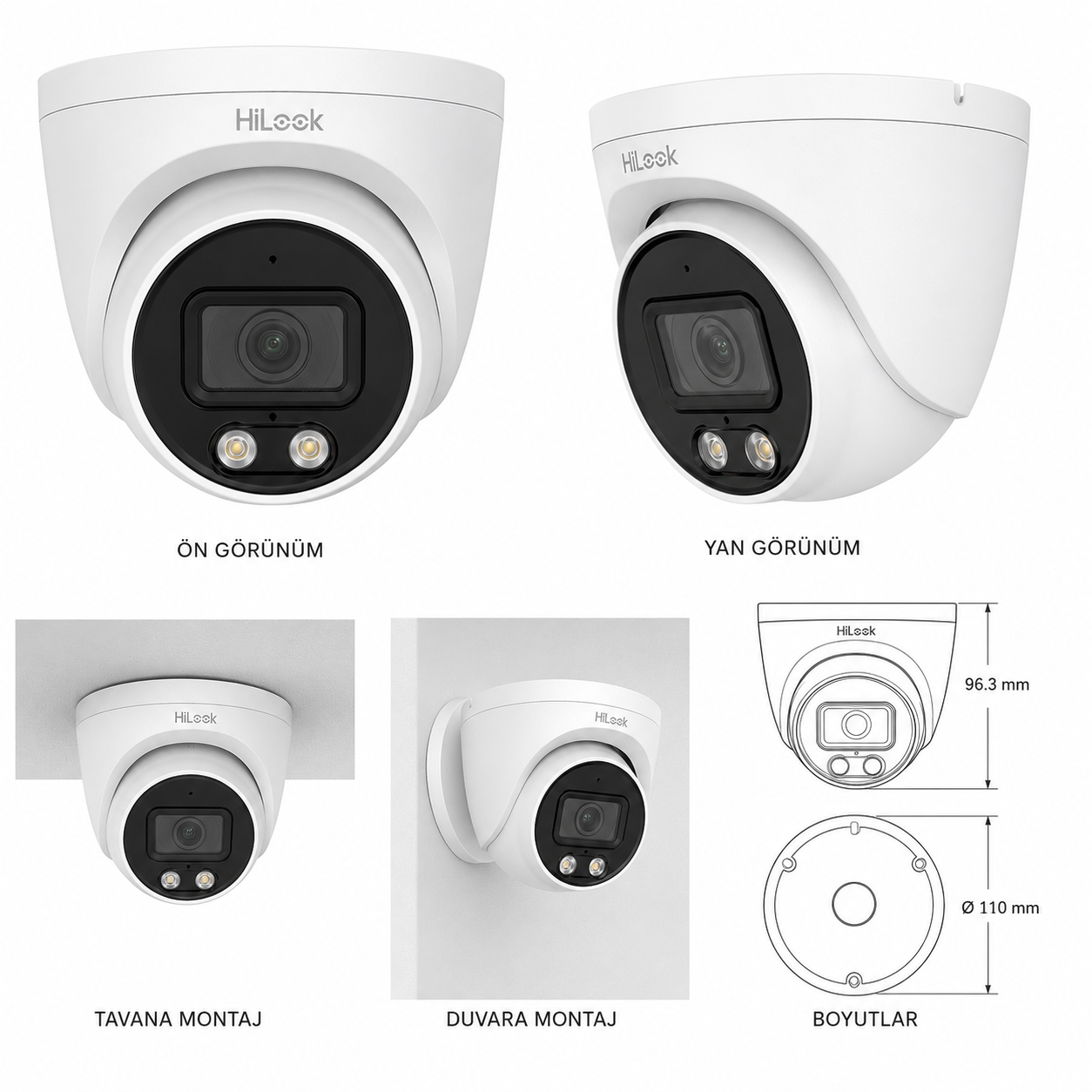 HiLook IPC-T247HA-LUFC 4MP 2.8mm Renkli Gece Görüşü Sabit Turret IP Güvenlik Kamerası