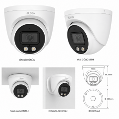 HiLook IPC-T247HA-LUFC 4MP 2.8mm Renkli Gece Görüşü Sabit Turret IP Güvenlik Kamerası