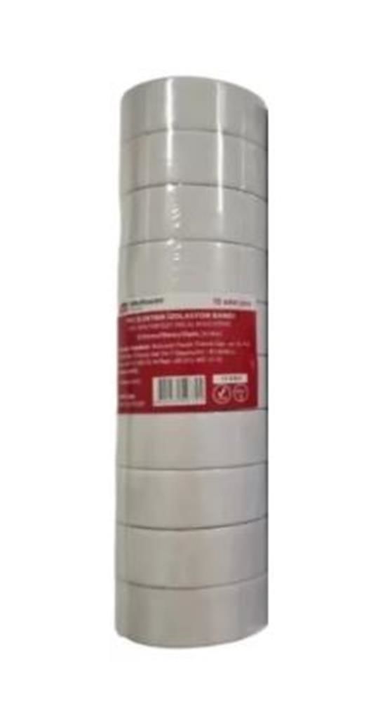 Mutlusan 10'lu İzole Elektrik Bandı Seti 0.13mm x 19mm x 10 Yard Beyaz (065133011019)
