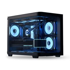 Aerocool AE P300C BK 3x12 cm Mirror A‑RGB Fanlı Panoramik Tempered Glass Ön ve Yan Panel Mini Tower mATX/Mini‑ITX Kasa