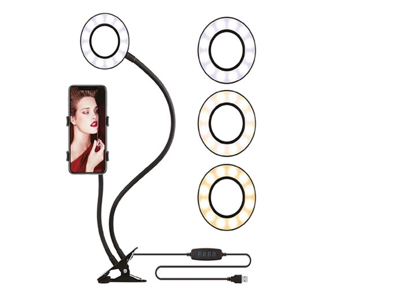 Asonic AS-SF100 3.6 inç Masaüstü Telefon Tutuculu YouTuber ve Makyaj Halka LED Işık