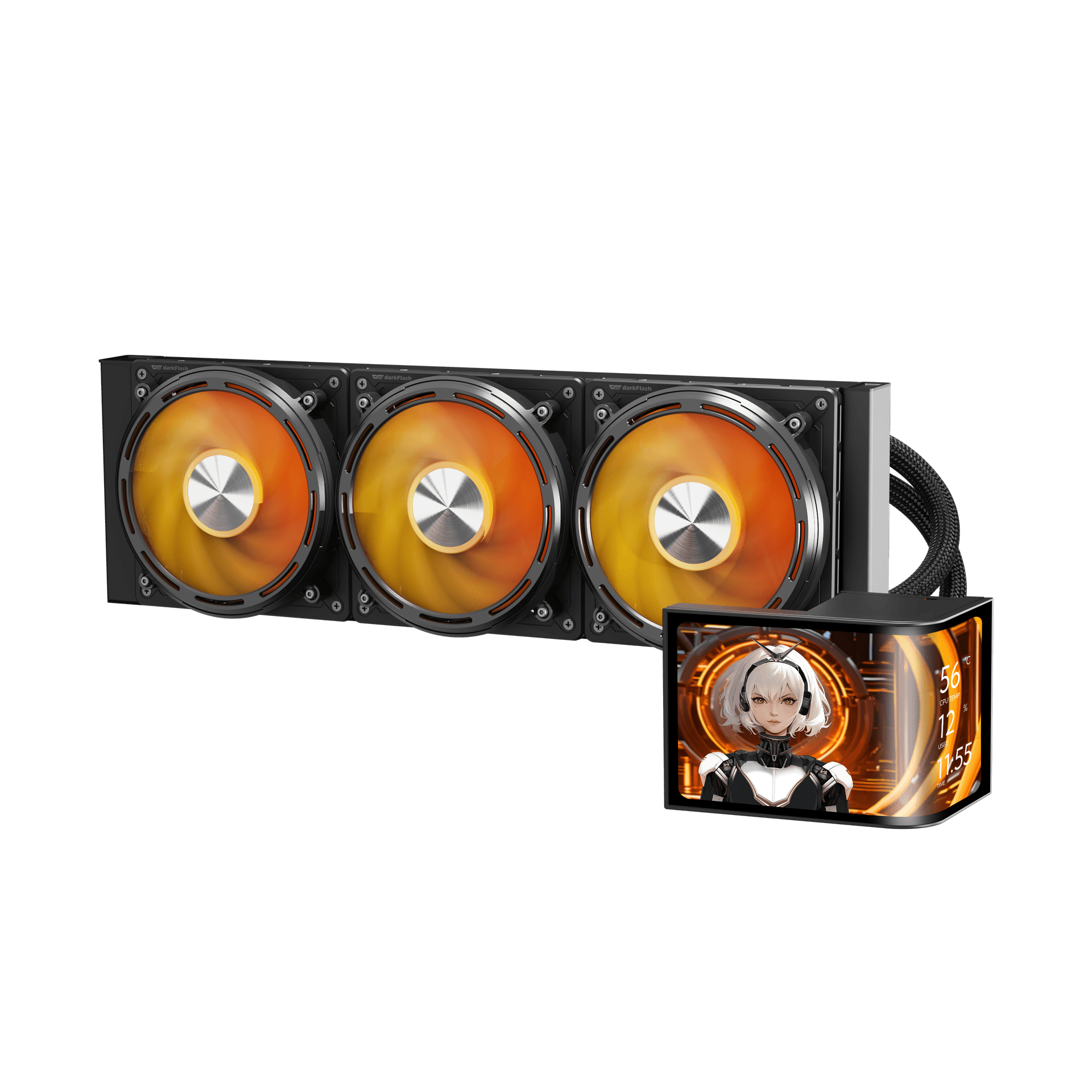 DarkFlash UV360 ARGB LCD Curved 360mm Siyah Sıvı Soğutma 1851/AM5