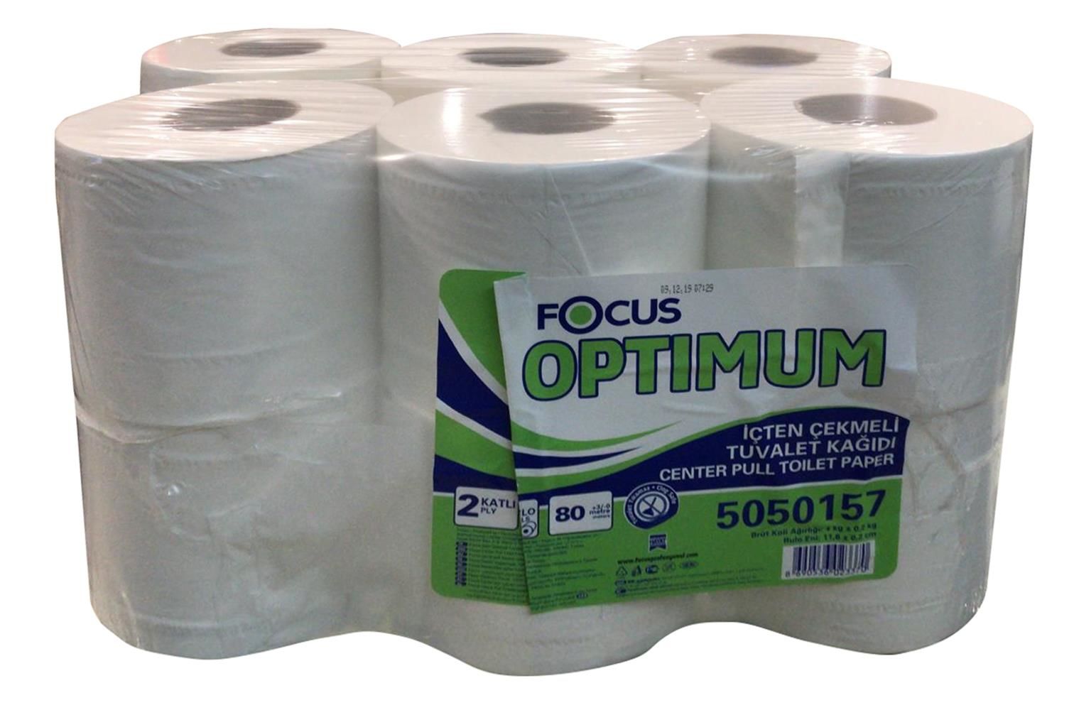 Focus Optimum İçten Çekmeli Tuvalet Kağıdı 80 Metre 12'li Rulo (5050157 / 50002464)