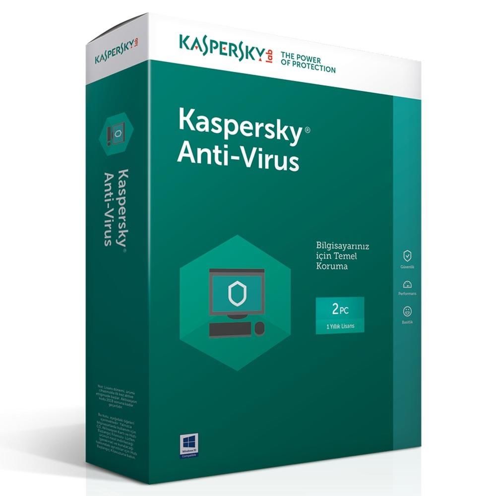 Kaspersky Antivirus Türkçe 2 Kullanıcı 1 Yıl Box