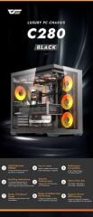 DarkFlash C280 Siyah 850W 80+ Bronze 7 Fanlı Gen 5 ARGB Mid Tower Kasa