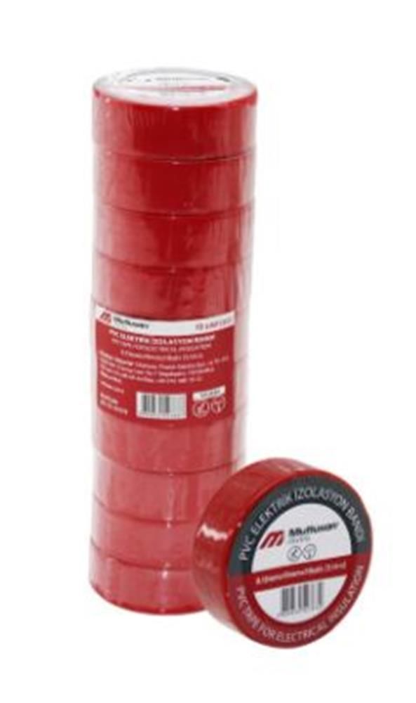 Mutlusan 10-19 Serisi PVC İzole Elektrik Bandı - Kırmızı (10'lu Paket) 065 133 161019