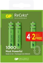 GP ReCyko 950 mAh AAA NiMH Şarj Edilebilir İnce Kalem Pil 4+2'li Paket GP100AAAHCE4-2BB