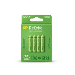 GP ReCyko AAA 950mAh NiMH Şarj Edilebilir İnce Kalem Pil 4'lü Paket