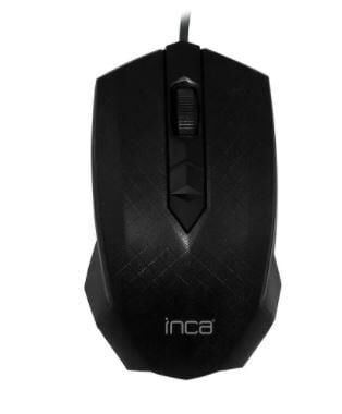 INCA IM‑119 Kablolu USB Optik Mouse Siyah 1000 DPI 4 Tuş Ergonomik Tasarım 150 cm Kablo – 24 Ay Distribütör Garantili