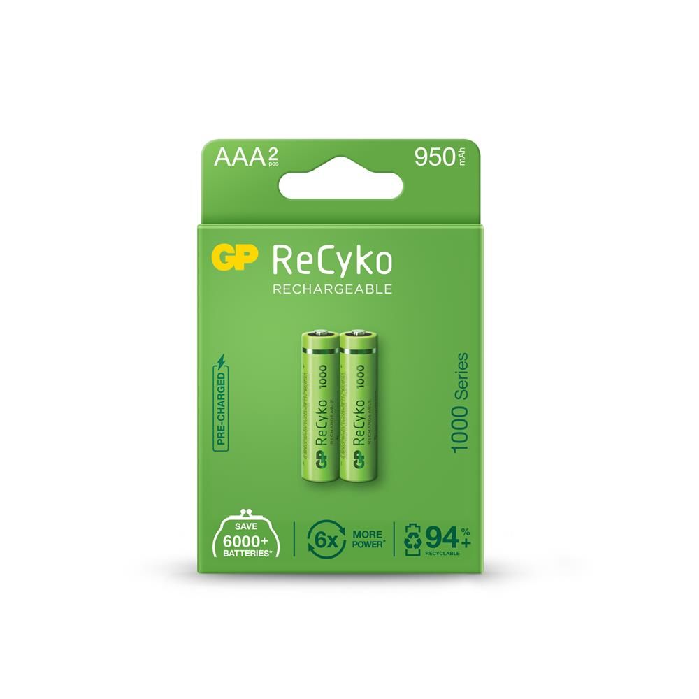 GP ReCyko AAA 950 mAh NiMH Şarj Edilebilir İnce Kalem Pil - 2'li Paket (GP100AAHCEMTR-2GB)