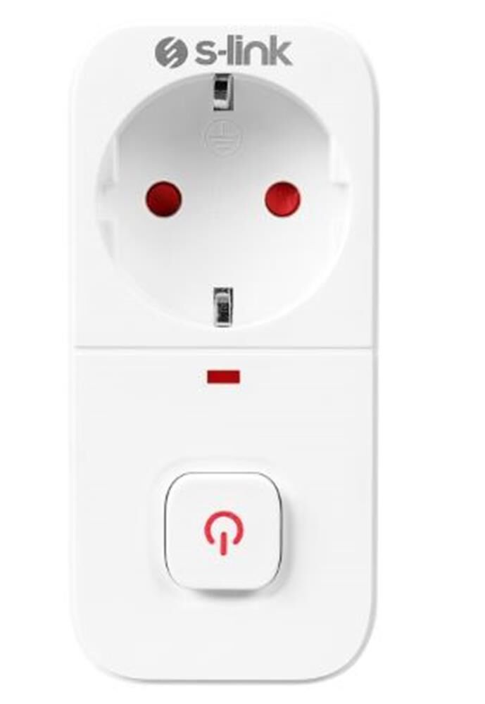 S-link SL-010 16A 250V 750 Joule Isıya Duyarlı Akım Korumalı Anahtarlı Tekli Priz