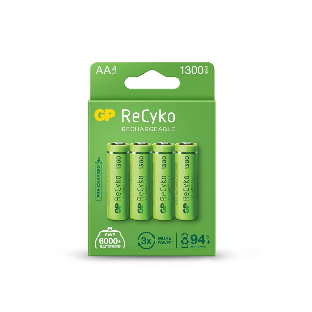 GP ReCyko 1300 mAh AA NiMH Şarj Edilebilir Kalem Pil 4'lü Blister Paket