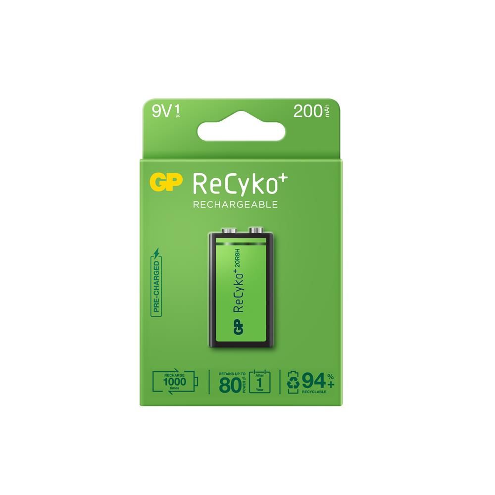 GP ReCyko 200 mAh 9V 6F22 NiMH Şarj Edilebilir Tekli Pil GP20R8HEM