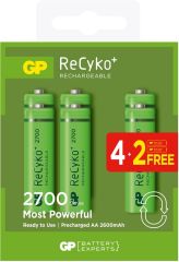 GP ReCyko AA 2600 mAh NiMH Şarj Edilebilir Kalem Pil - 6'lı (4+2) Ekonomik Paket (GP270AAHCE4-2)