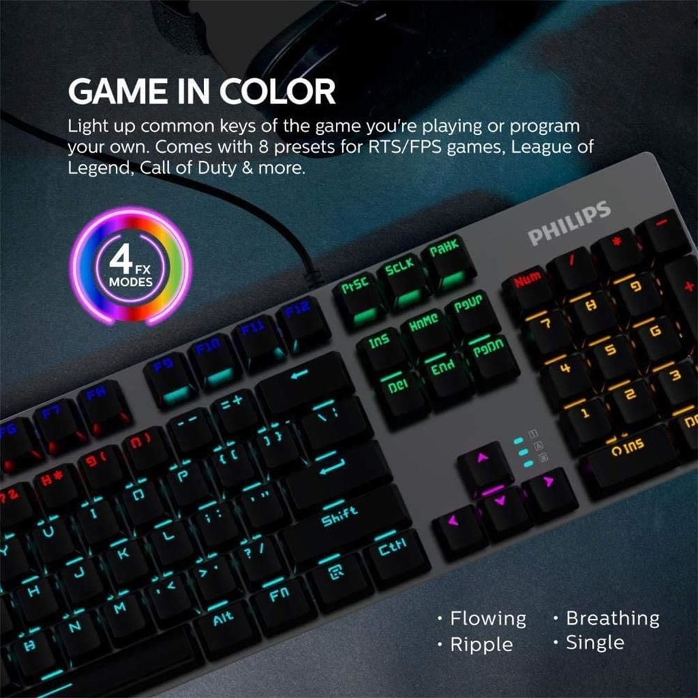 Philips SPK8404 Mekanik Gaming Oyuncu Klavyesi RGB LED Işık