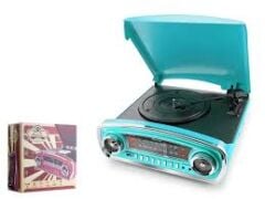 HADRON RTB03M Nostaljik Pikap 3 Devir FM Radyo Bluetooth USB Kayıt AUX Hoparlör Turkuaz