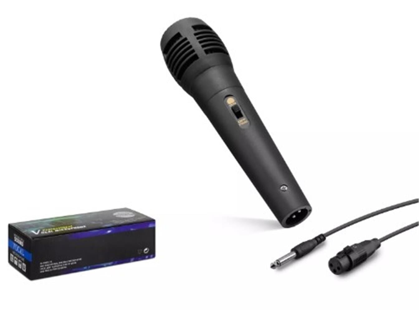 Hadron HDX2753 Kablolu El Tipi Dinamik Vokal Mikrofonu - 3.5mm Jack ve 6.35mm Adaptörlü