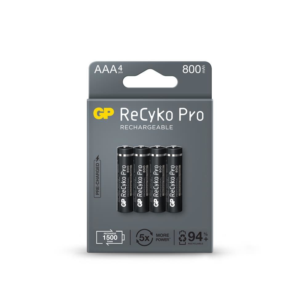 GP ReCyko 800 Serisi AAA İnce Kalem Pil 1.2V NiMH 800 mAh 4'lü Paket
