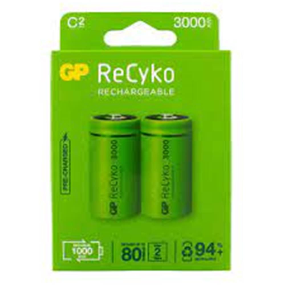 GP ReCyko 3000 mAh Orta Boy (C Tipi) Şarj Edilebilir Pil - 2'li Paket (GP300CHCBMTR-2EB2)