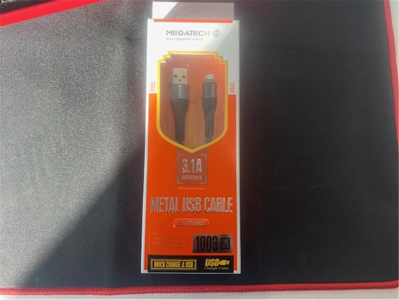 Megatech 3.1A Lightning iOS Hızlı Şarj ve Veri Kablosu - Gri Hasır Örgülü