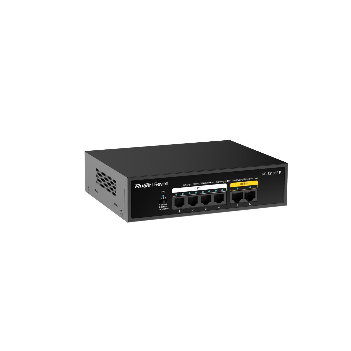 Ruijie Reyee RG-ES106F-P 4x10/100Mbps PoE FE Port + 2x10/100Mbps FE Uplink 54W IEEE 802.3af Fast Ethernet PoE Switch