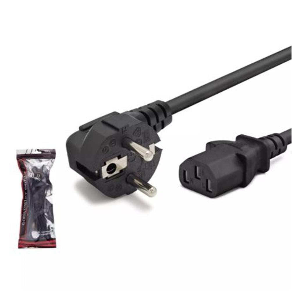 Hadron HDX5555 1.8 Metre Power Güç Kablosu, 3 Pin (Yonca Tip) 1mm Bakır 500W L Tip Konnektör - Siyah