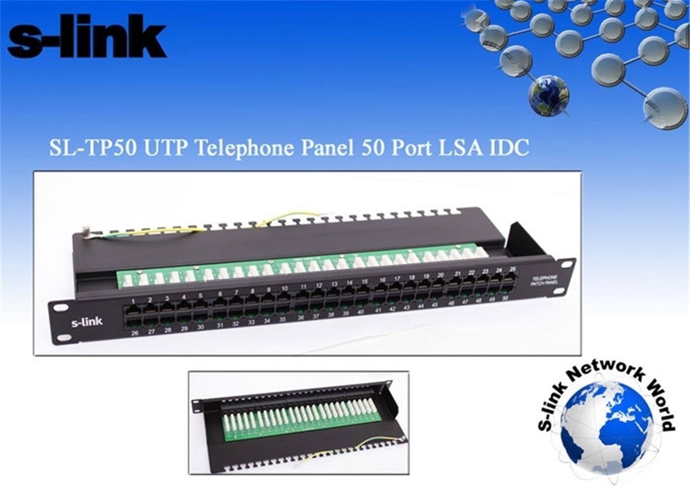 S-link SL-TP50 50'li UTP Portlu Telefon Paneli