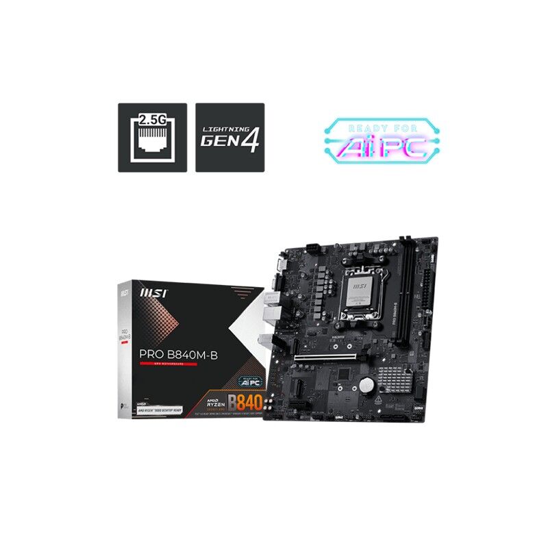 MSI PRO B840M-B AMD B840 DDR5 8000MHz (OC) AM5 mATX Anakart