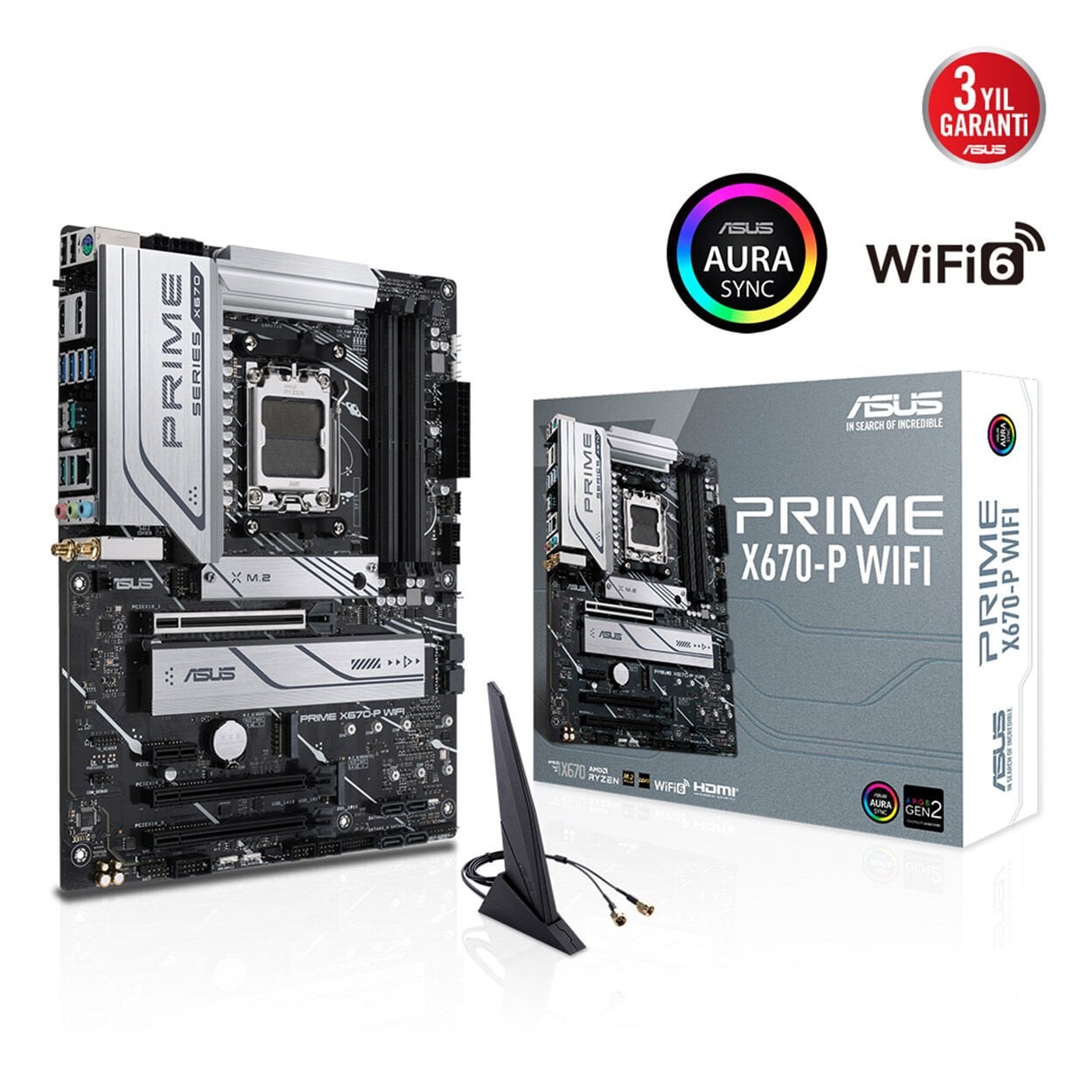 ASUS PRIME X670-P WIFI AMD X670 AM5 DDR5 6400 DP HDMI 3x M2 USB3.2 AX WiFi + BT
