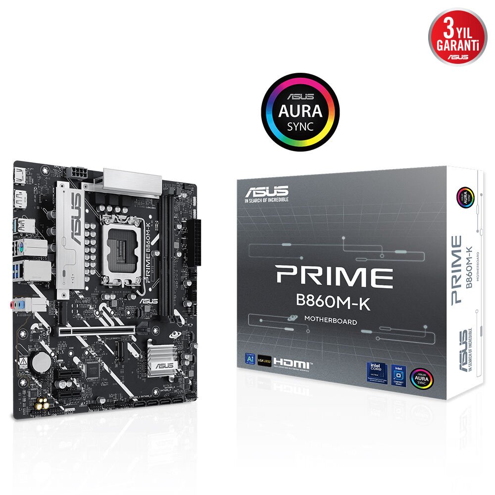 Asus PRIME B860M-K Intel B860 Soket 1851 DDR5 HDMI DP M.2 mATX Anakart