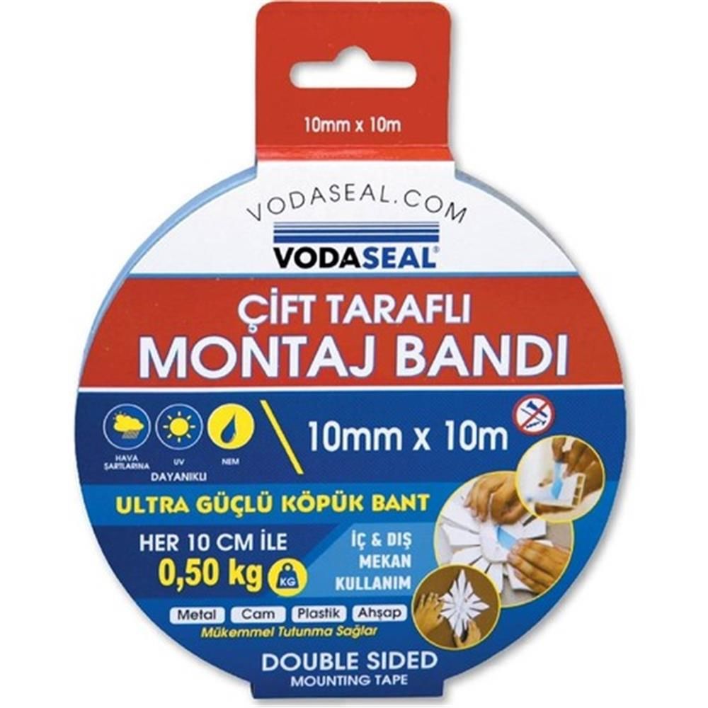 Vodaseal Çift Taraflı Kablo Kanalı Montaj Bandı 10 mm x 10 Metre