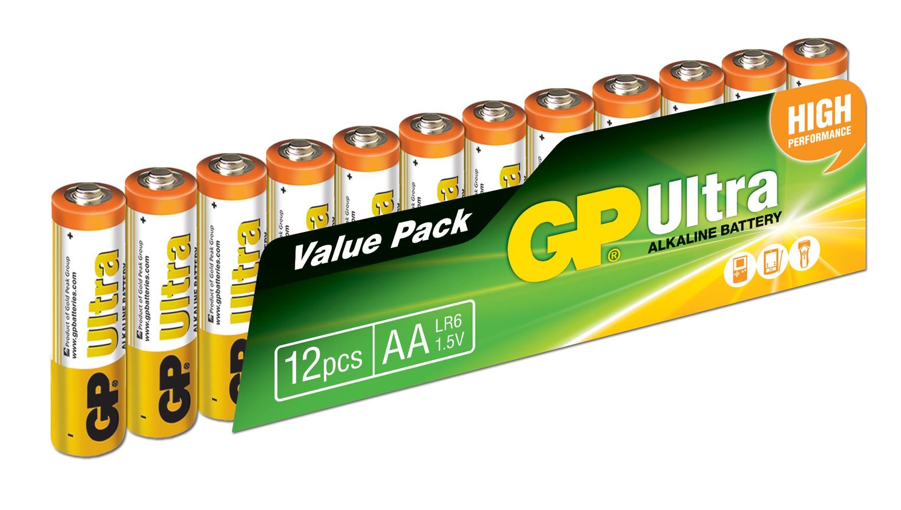 GP Batteries Ultra Alkalin AA Kalem Pil 12'li Paket G-Tech (15AU-VS12)