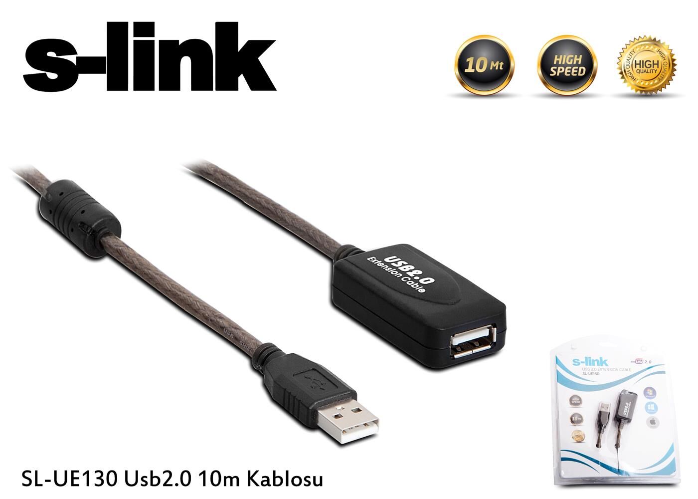S-link SL-UE130 10 Metre USB 2.0 Aktif Extender Uzatma Kablosu