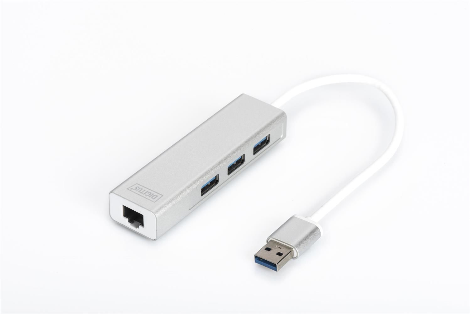 Digitus DA-70250 3 Port USB 3.0 + Ethernet Hub Siyah
