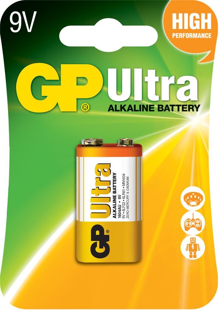 GP Batteries Ultra Alkalin 9V G-Tech Blok Pil Tekli Paket (1604AU)