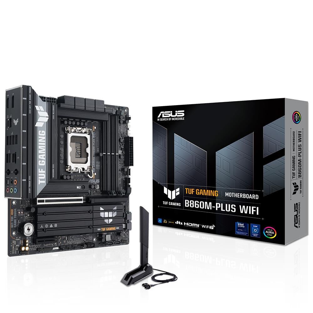 ASUS TUF GAMING B860M‑PLUS WIFI LGA 1851 Intel B860 DDR5 OC 8800+ MT/s 4‑DIMM 256 GB 3 × M.2 PCIe 5.0/4.0 Wi‑Fi 7 2.5 Gb Lan USB‑C 20 Gbps HDMI DisplayPort mATX Anakart