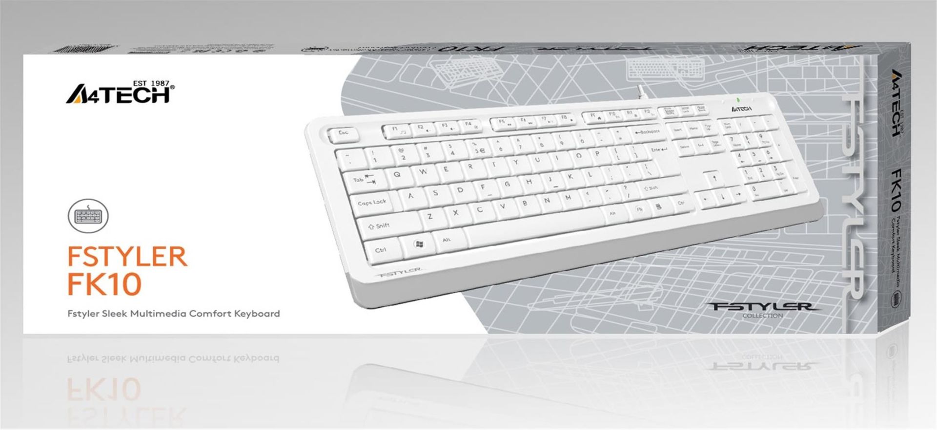 A4 Tech FK10 Q USB Fstyler Beyaz TR Fn-Multimedya Klavye