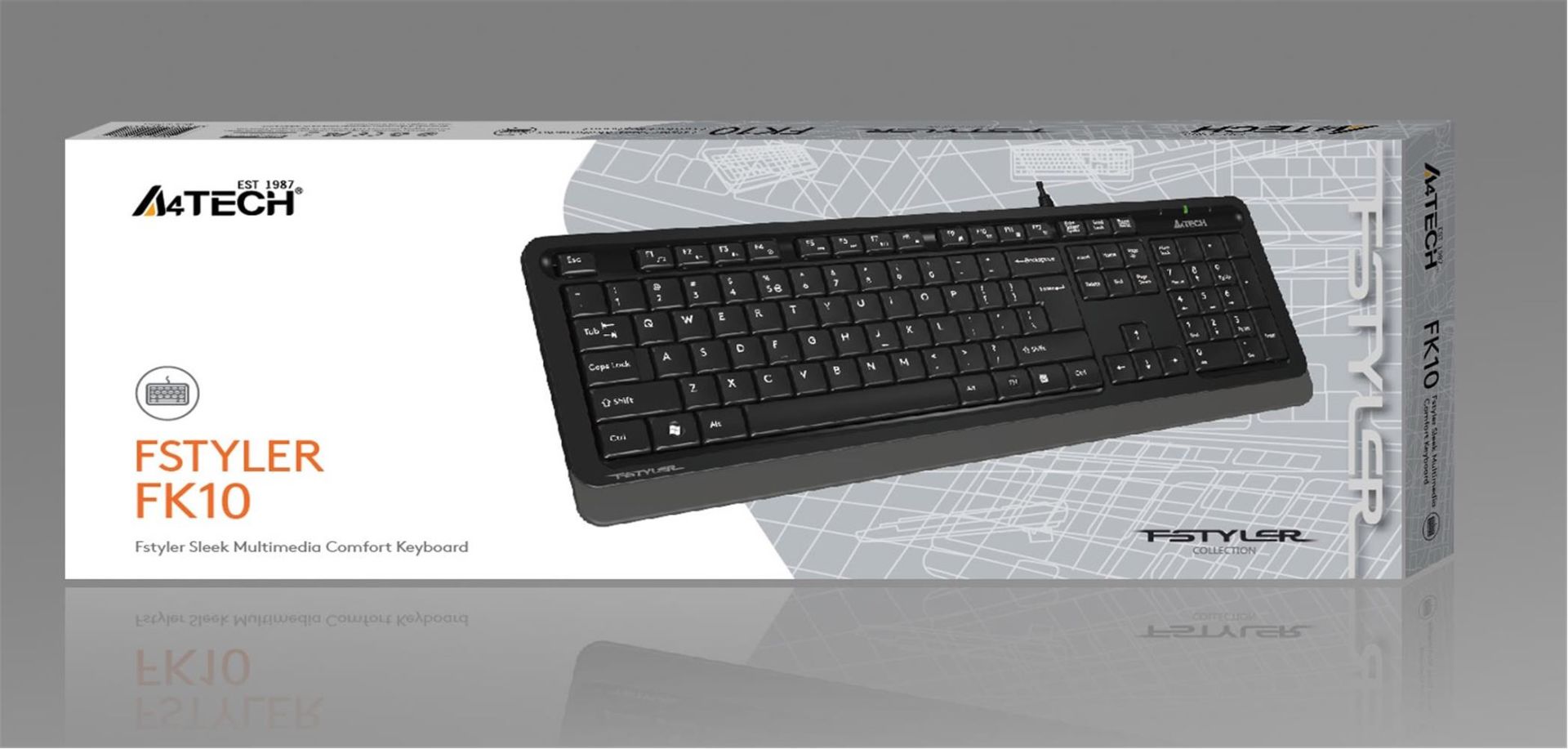 A4 Tech FK10 Q USB Fstyler Gri TR Fn-Multimedya Klavye