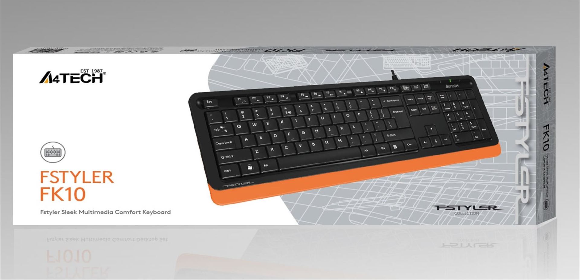A4 Tech FK10 Q USB Fstyler Turuncu TR Fn-Multimedya Klavye