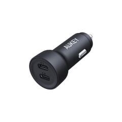 AUKEY CC-Y23-BK 65W 2* Type-C PD Araç Şarj Cihazı Siyah, Çift Portlu Hızlı Şarj Adaptörü