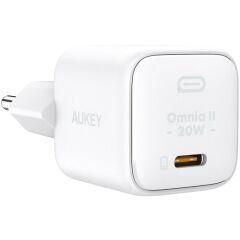 AUKEY PA-B1T-WH 20W OMNİA II Mini GaN PD QC 3.0 Type-C Hızlı Şarj Adaptörü Beyaz, Kompakt ve Verimli Şarj Cihazı
