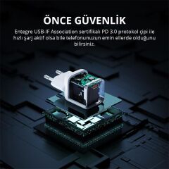 AUKEY PA-B1T-WH 20W OMNİA II Mini GaN PD QC 3.0 Type-C Hızlı Şarj Adaptörü Beyaz, Kompakt ve Verimli Şarj Cihazı