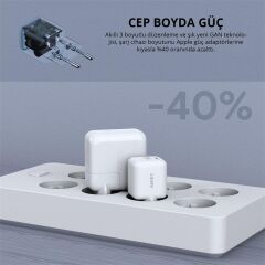 AUKEY PA-B1T-WH 20W OMNİA II Mini GaN PD QC 3.0 Type-C Hızlı Şarj Adaptörü Beyaz, Kompakt ve Verimli Şarj Cihazı