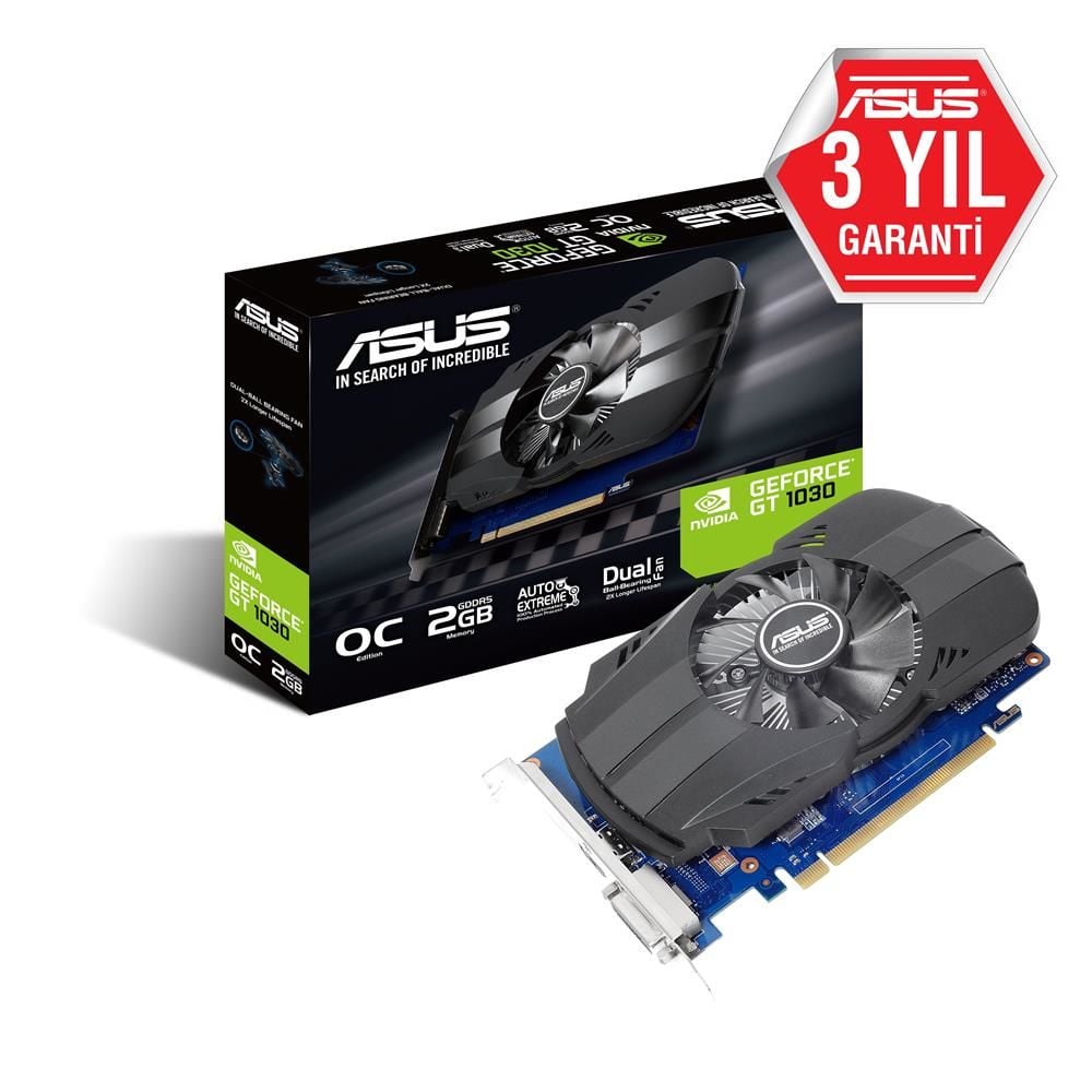 Asus 2Gb PH-GT1030-O2G GDDR5 6008MHz 64-Bit DVI-HDMI (PH-GT1030-O2G) Ekran Kartı