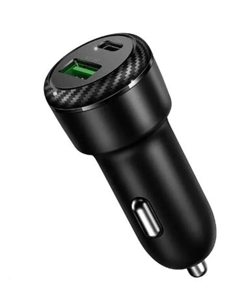 McDodo CC-5970 36W PD + QC 3.0 Araç Şarj Cihazı 1x USB-C + 1x USB Çıkışlı Hızlı Araç Çakmak Şarj Adaptörü Siyah