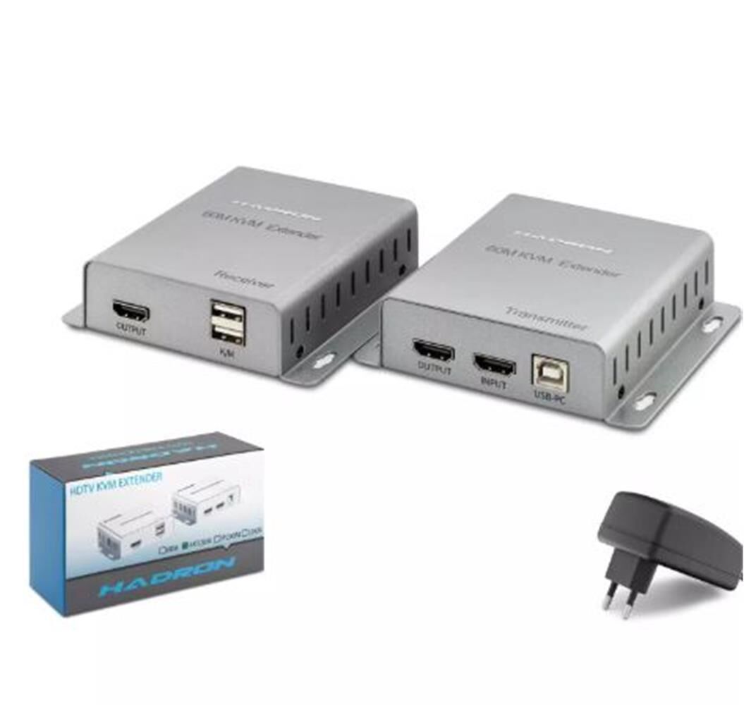 Hadron HDX1355 HDMI KVM Extender 1080p Full HD 60 Metre Cat5e/6 Gümüş Kasa Uzatıcı