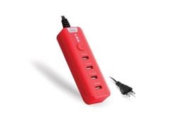 S-link SL-M4 4 Portlu 4.0A (4000mA) USB Ev Tipi Şarj Adaptörü - Kırmızı