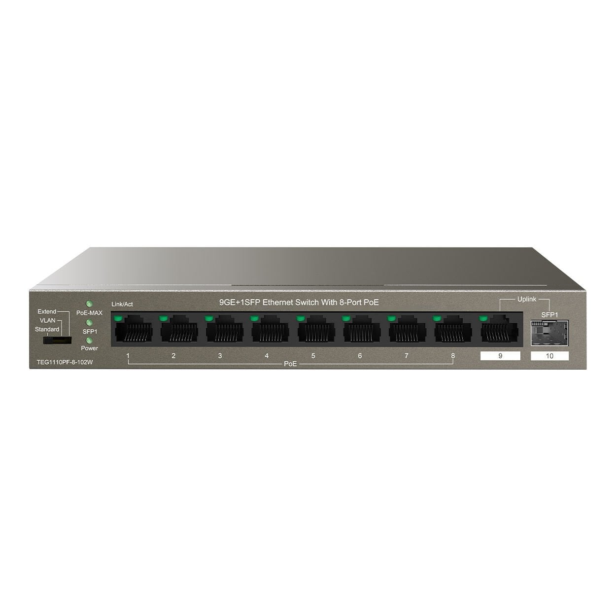 TENDA TEG1110PF-8-102W 8GE PoE Port (102W), 1xCombo Uplink Desktop Switch