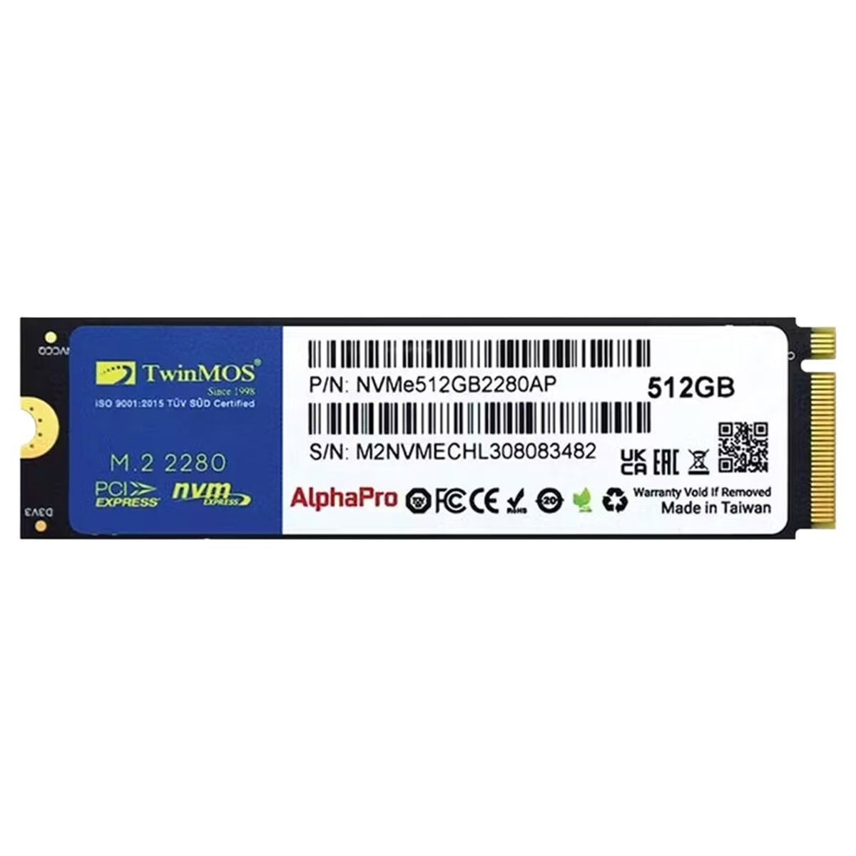 TwinMOS 512GB m.2 NVMe SSD NVMe512GB2280AP