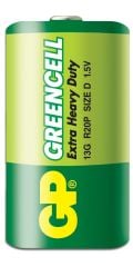 GP Greencel R20 D Boy Çinko Karbon Kalın Pil 20'li Paket (Ürün Kodu: GP13G-2S2)